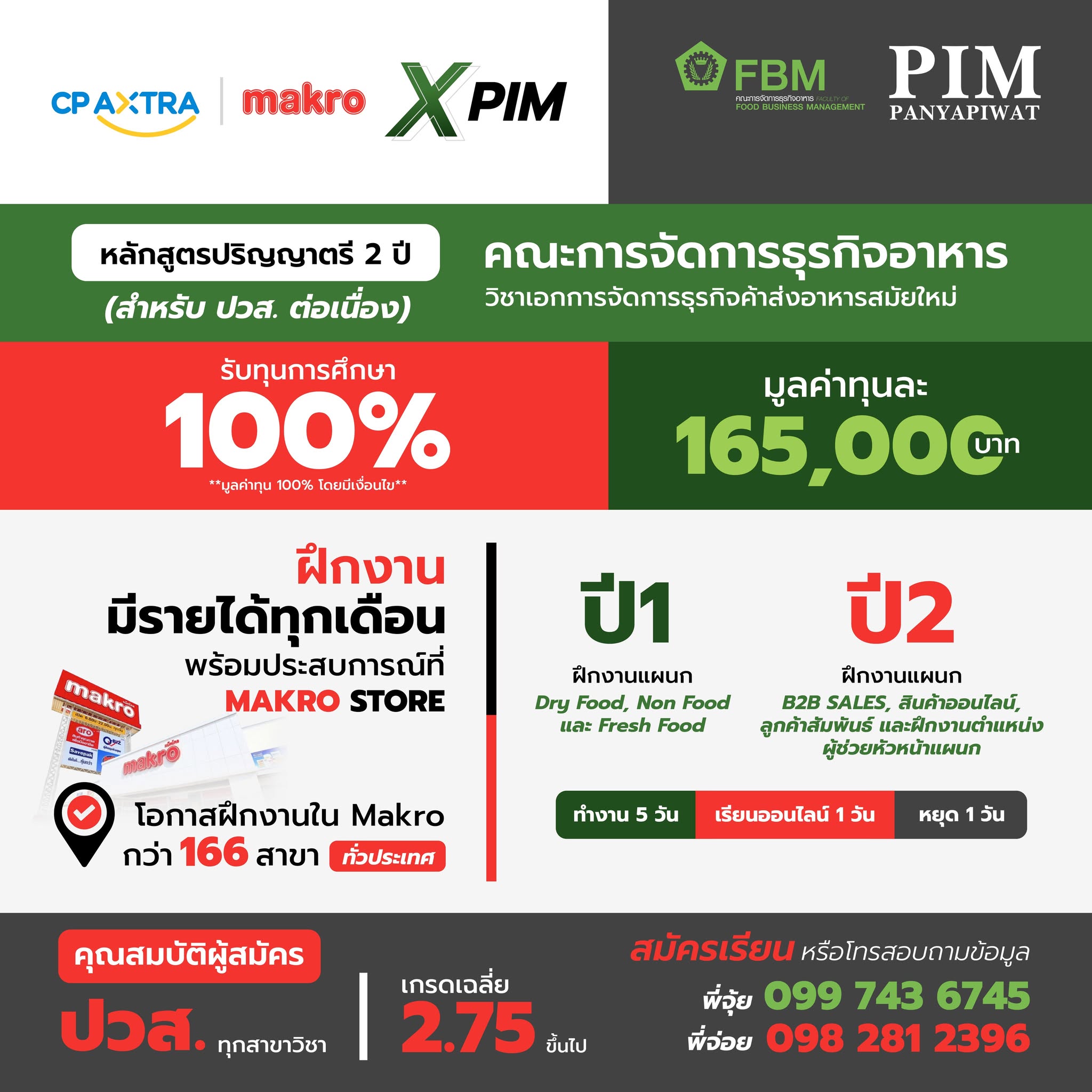 คณะการจัดการธุรกิจอาหาร ต่อเนื่อง สำหรับ ปวส.